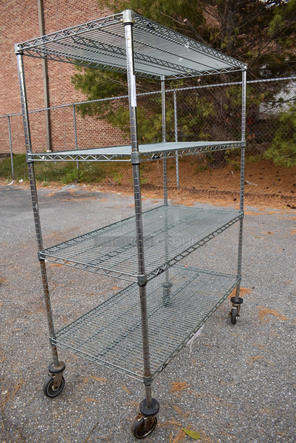 Metro Chrome Finish 4 Tier Wire Shelving Unit on Commercial Casters. BUYER MUST DISMANTLE. PCI CANNOT DISMANTLE FOR SHIPPING. PLEASE CONSIDER FREIGHT CHARGES. 48x24x68 - Image 3 of 5