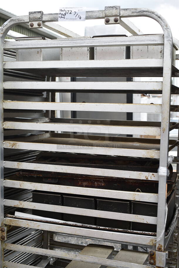 Metal Commercial Pan Transport Rack on Commercial Casters w/ 2 Metal Pans and 10 Long Pans - Image 3 of 7