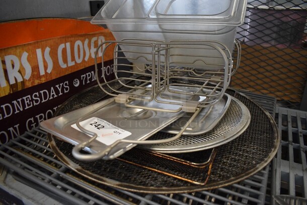 ALL ONE MONEY! Lot of Various Items Including Metal Pizza Screens and Clear Poly Drop In Bins.  - Image 4 of 4