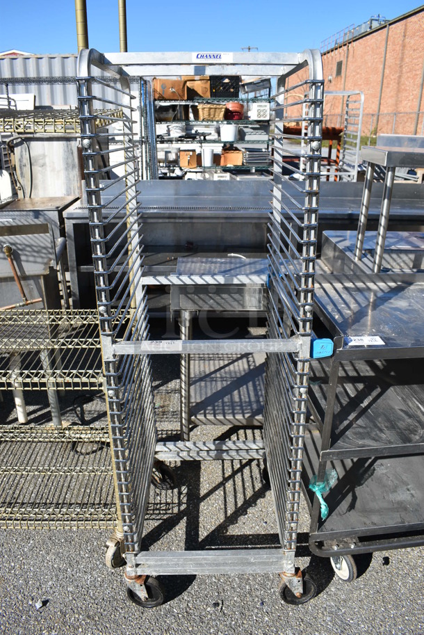 Metal Commercial Pan Transport Rack on Commercial Casters. 20.5x25x64