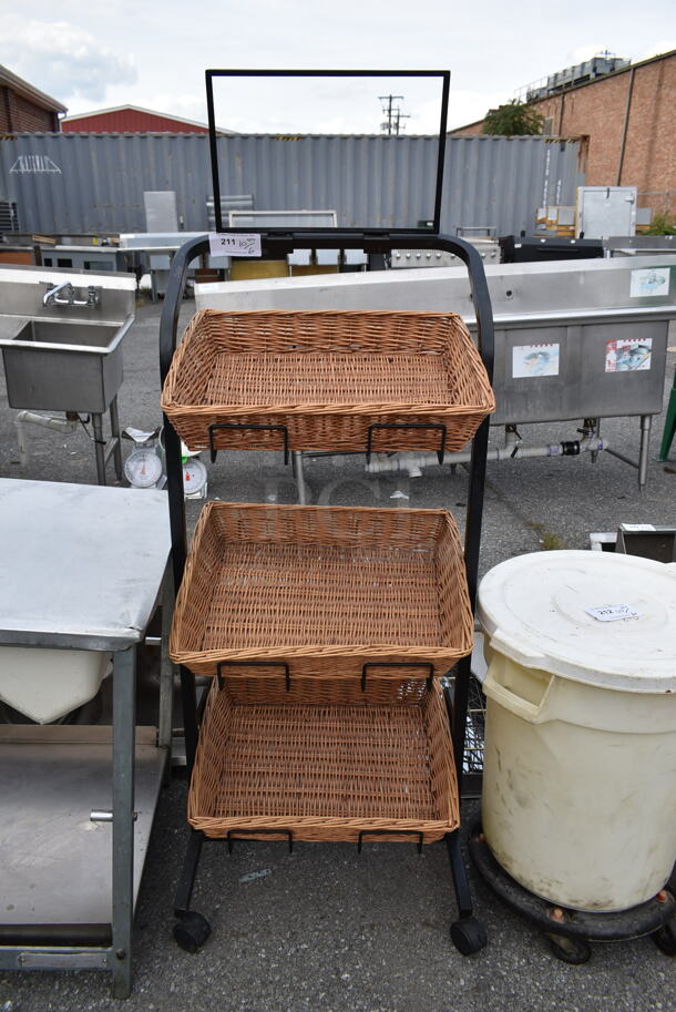 Black Metal Floor Style Display w/ 3 Baskets. - Image 1 of 3