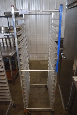 Metal Commercial Pan Transport Rack on Commercial Casters. 20.5x26x69