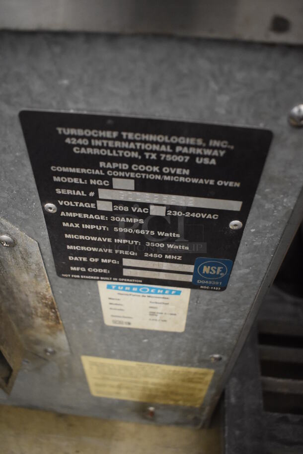 2011 Turbochef NGC Stainless Steel Commercial Countertop Electric Powered Rapid Cook Oven. 208/240 Volts, 1 Phase. 26x29x19 - Image 6 of 7