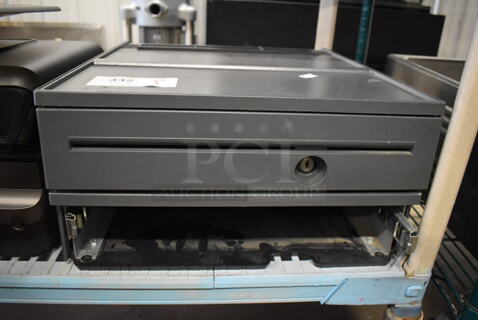 Gray Metal Cash Drawer. 17.5x19x5