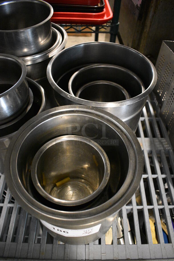 14 Various Stainless Steel Cylindrical Drop In Bins. Includes 8x8x9. 14 Times Your Bid! - Image 2 of 4