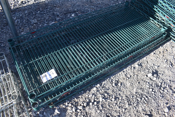 ALL ONE MONEY! Lot of 4 Metro Green Finish Wire Shelves. 42x18x1.5 - Image 1 of 3