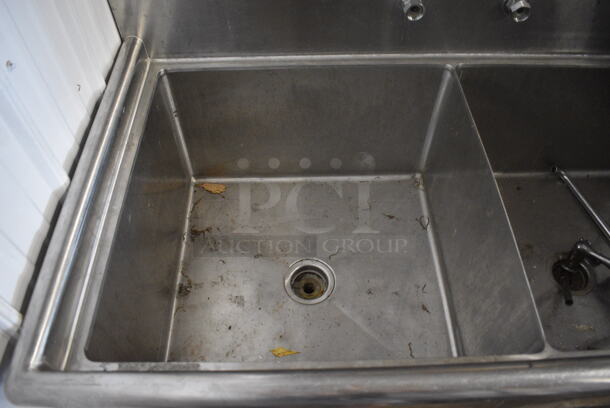 Stainless Steel Commercial 2 Bay Sink. Comes w/ Faucet and Handles. 53x29x46. Bays 24x24x14 - Image 3 of 5