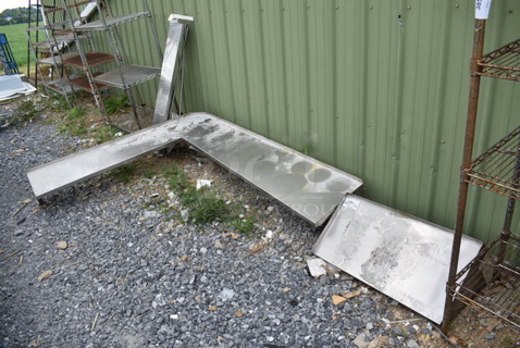 3 Stainless Steel Shelves Including L Shaped and Dunnage Style. 30.5x1512, 78x61x12, 48x8x11. 3 Times Your Bid!
