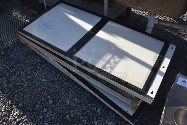ALL ONE MONEY! Lot of 4 White Metal Signs. 51x24x5