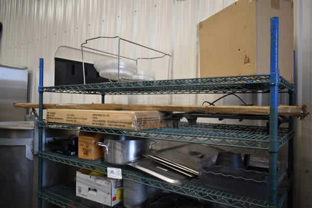 ALL ONE MONEY! Lot of Various Items on Shelving Unit Including Dough Bin, Drop In Bin Lids, Metal Stock Pot and Electric Griddle. Does Not Include Shelving Unit. - Image 3 of 9