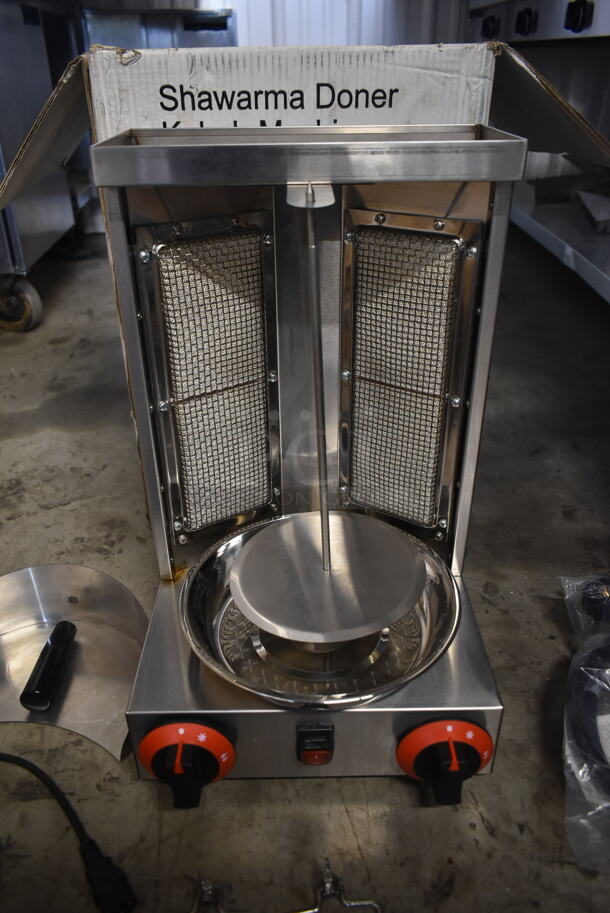 BRAND NEW SCRATCH AND DENT! 2022 GB-25A Stainless Steel Commercial Countertop Propane Gas Powered Gyro Shawarma Machine.  - Image 4 of 11