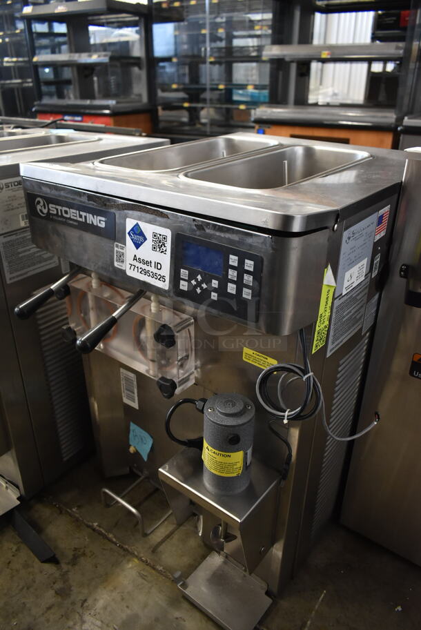 2019 Stoelting SF121-38I2 Stainless Steel Commercial Countertop Air Cooled 2 Flavor w/ Twist Soft Serve Ice Cream Machine w/ Mixing Head Attachment. 208-240 Volts, 1 Phase.  - Image 5 of 7