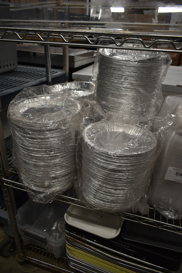 ALL ONE MONEY! Tier Lot of Various Items Including Disposable Aluminum Round Pans and Stainless Steel Cylindrical Bin.  - Image 2 of 4