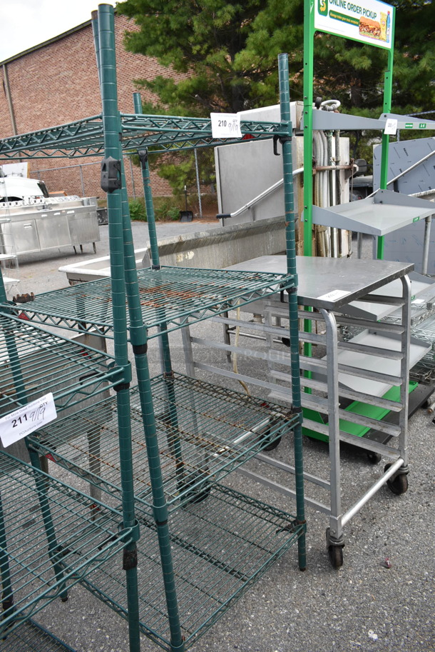 Green Finish 4 Tier Wire Shelving Unit. BUYER MUST DISMANTLE. PCI CANNOT DISMANTLE FOR SHIPPING. PLEASE CONSIDER FREIGHT CHARGES. - Image 2 of 2