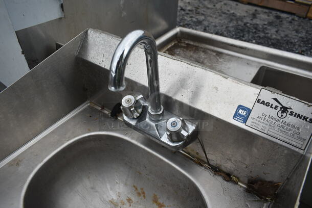 Eagle Stainless Steel Commercial Single Bay Wall Mount Sink w/ Faucet and Handles. - Image 4 of 6