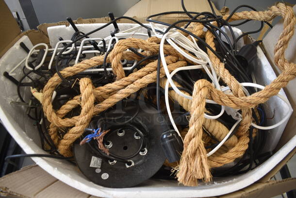 ALL ONE MONEY! Lot of Open Light Up Sign, Ropes, Electrical Cords, Lixada CY-DD-027-6 Wall Lamp AND MORE!  - Image 1 of 4