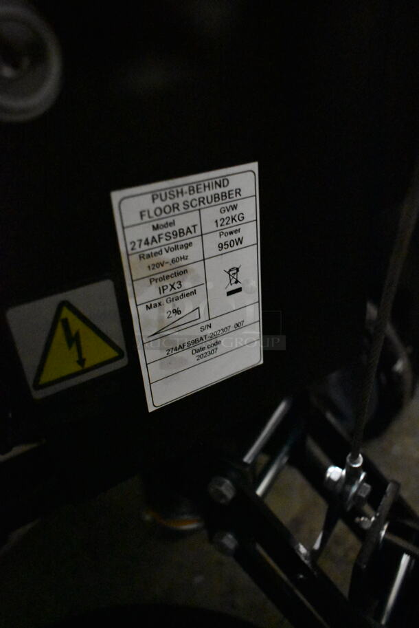 BRAND NEW SCRATCH AND DENT! 2023 Lavex 274AFS9BAT Metal Commercial Push Behind Floor Scrubber. 120 Volts, 1 Phase. Tested and Working! - Image 6 of 10