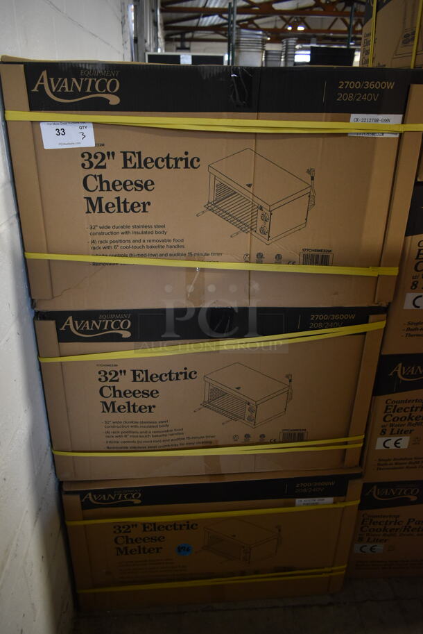 3 BRAND NEW SCRATCH AND DENT! Avantco 177CHSME32M Stainless Steel Commercial Countertop Electric Powered 32" Cheese Melter. 208/240 Volts. Stock Picture Used as Gallery. 3 Times Your Bid! - Image 2 of 6