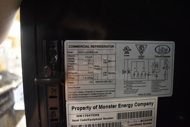 Monster's Energy GCG-11-BC33EB Commercial Single Door Reach-In Cooler With 6 Racks. 110-120V, 1 Phase. Tested and Powers On But Does Not Get Cold - Image 7 of 7
