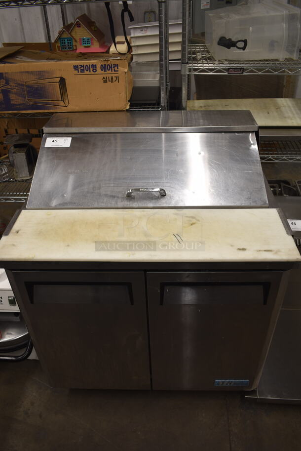 Turbo Air MST-36 Commercial Stainless Steel Sandwich/Salad Prep Table With 11 Drop-In Bins And Two-Door Refrigerated Base And Polycoated Shelves. 115V. Tested and Working!
