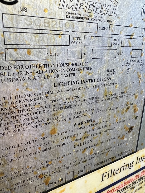 Imperial IFSCB250T Stainless Steel Commercial Natural Gas Powered 2 Bay Deep Fat Fryer w/ Left Side Dumping Station and 4 Metal Fry Baskets on Commercial Casters. 280,000 BTU. 46.5x33.5x51.5 - Image 10 of 12