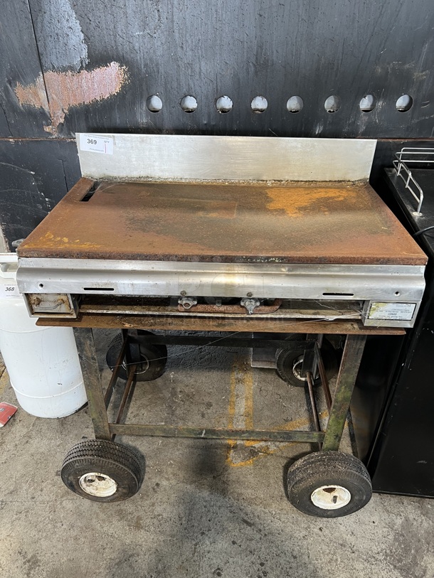 Stainless Steel Commercial Propane Gas Powered Flat Top Griddle Casters. 36x22x42