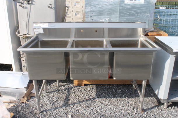 BRAND NEW SCRATCH AND DENT! Regency 600S31824 Stainless Steel Commercial 3 Bay Sink.  - Image 1 of 5