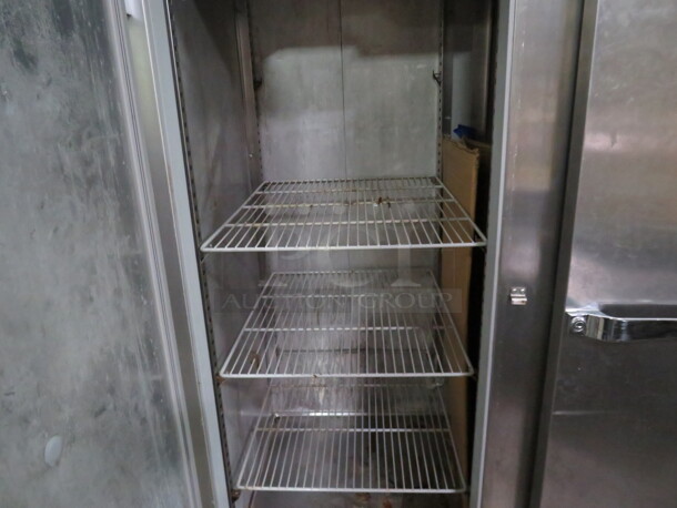 One McCall 2 Door Stainless Steel Freezer/And Or Refrigerator, With 6 Racks On Casters. 115 Volt. Model# 4-4045UFC. 55X33X85 - Image 3 of 3