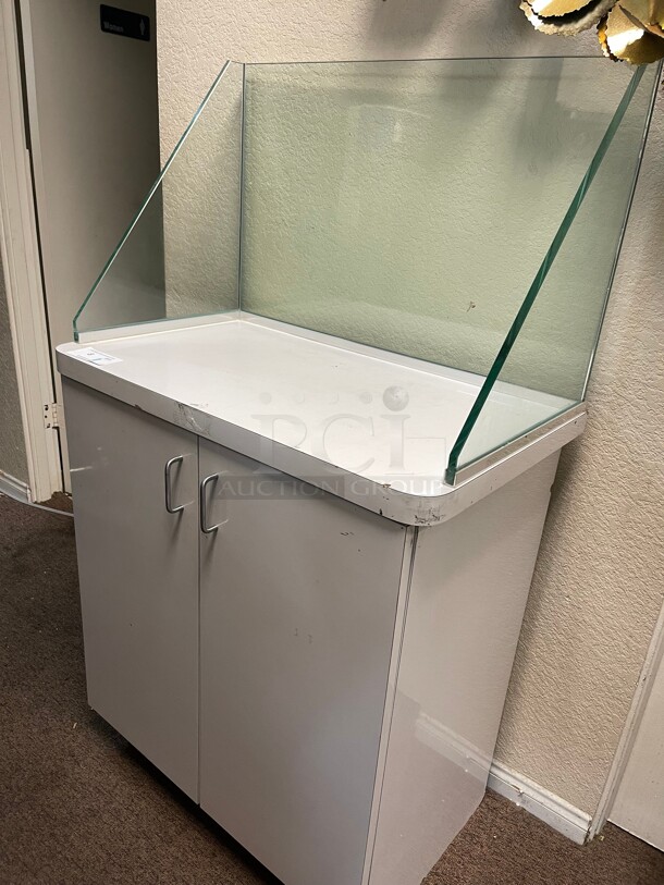 Nice! White POS Counter Commercial Cabinet With Tempered Glass Great for Front House at Restaurant  - Image 1 of 8