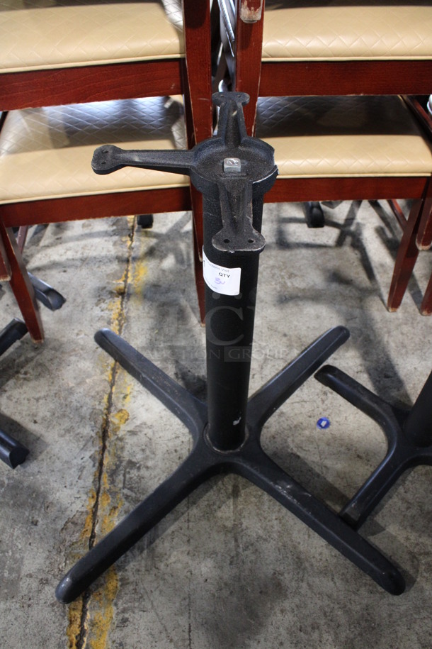 3 Various Black Metal Table Bases. See Pictures For Missing Parts. Includes 21x21x28. 3 Times Your Bid! - Image 2 of 7