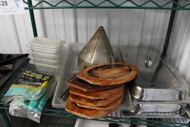 ALL ONE MONEY! THREE TIER LOT of Various Items Including Ceramic Plates, Metal China Cap Strainer and Poly Dough Bin - Image 3 of 4