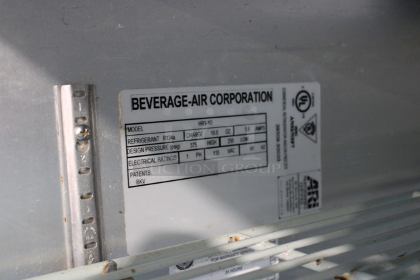 Beverage Air Model HR1-1G Stainless Steel Commercial Single Door Reach In Cooler Merchandiser w/ Poly Coated Racks on Commercial Casters. 115 Volts, 1 Phase. 26x34x84. Tested and Powers On But Temps at 50 Degrees - Image 6 of 6
