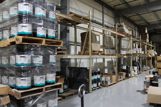 ALL ONE MONEY! Lot of Tan Metal Pallet Racking. Does Not Include Contents. BUYER MUST REMOVE. - Image 1 of 4