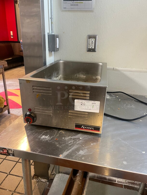 Working! Adcraft FW-1200W Countertop Commercial Food Warmer - Wet w/ (1) 1/3 Pan Wells, 120v NSF Tested and Working!