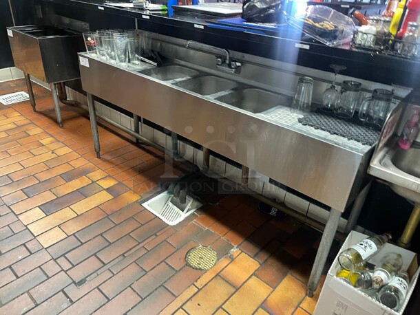 Clean! Krowne CS-1872 72 Inch 3 Compartment Sink w/ 10 inch W x 14 inch L Bowl, 10 inch Deep Commercial NSF Heavy Duty  - Image 5 of 5