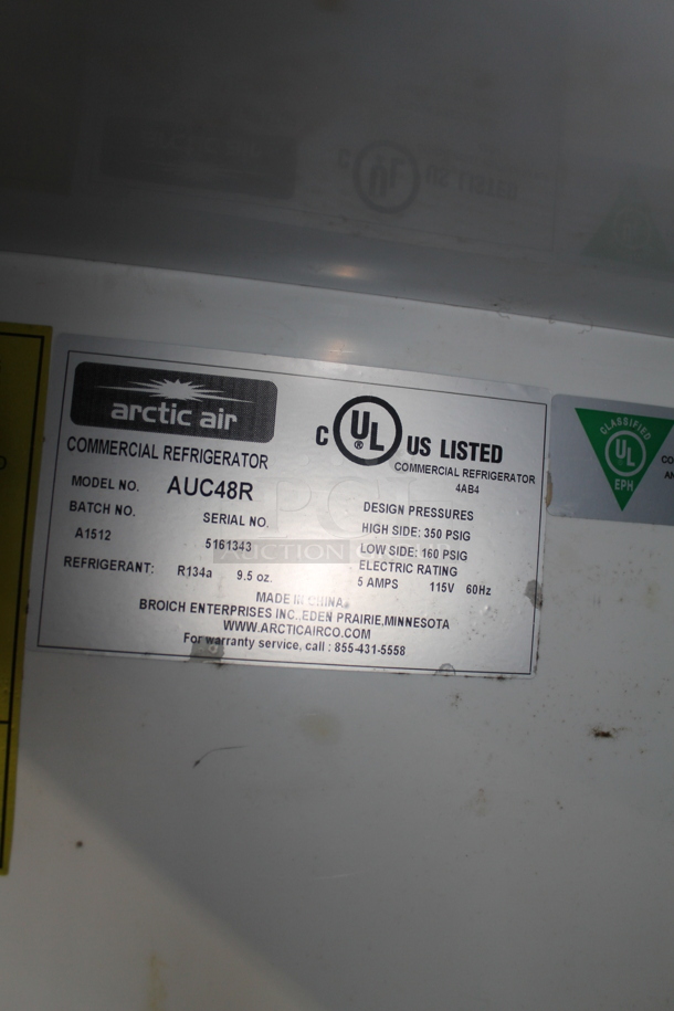 Arctic Air AUC48R Stainless Steel Commercial 2 Door Undercounter Cooler. 115 Volts, 1 Phase. Tested and Powers On But Does Not Get Cold - Image 9 of 10