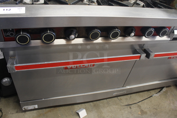 Vulcan 260L Natural Gas 6 Burner Range and 24" Griddle Combo w/ 2 Ovens, Gas Hose and Salamander Shelf - Image 3 of 12