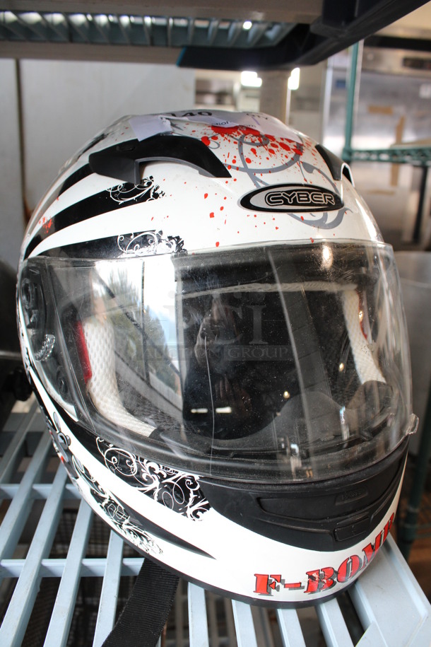 Cyber F-Bomb White, Black and Red Helmet. 9x13x12 - Image 2 of 4