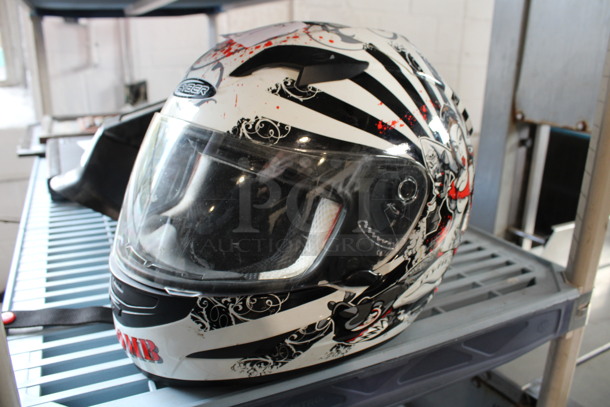 Cyber F-Bomb White, Black and Red Helmet. 9x13x12 - Image 3 of 4