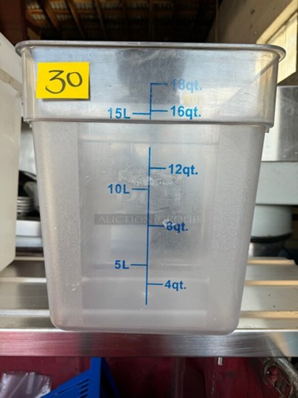 Cambro Square Food Storage Containers - 18 Quart, Clear - Image 1 of 3