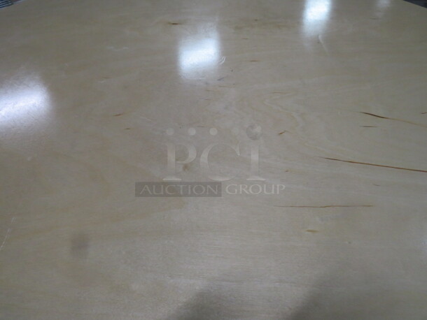 One Light Oak Color Round Table Top On A Bar Height Pedestal Base. 36X42 - Image 2 of 2