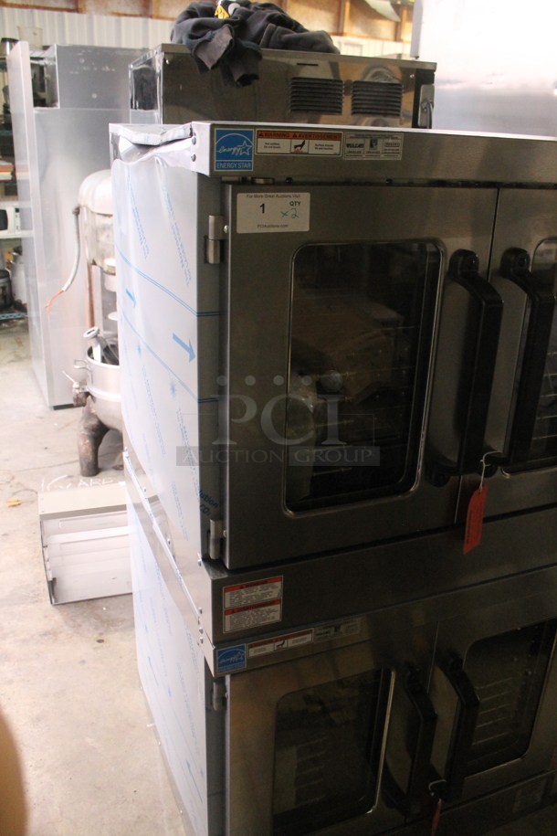 2 BRAND NEW SCRATCH AND DENT! Vulcan VC5ED ENERGY STAR Stainless Steel Commercial Electric Powered Full Size Convection Oven w/ View Through Doors, Metal Oven Racks and Thermostatic Controls. 208 Volts, 3/1 Phase. 2 Times Your Bid! - Image 4 of 12