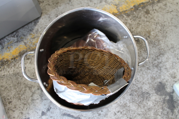 ALL ONE MONEY! Lot of Various Items Including Basket in Metal Stock Pot - Image 2 of 4