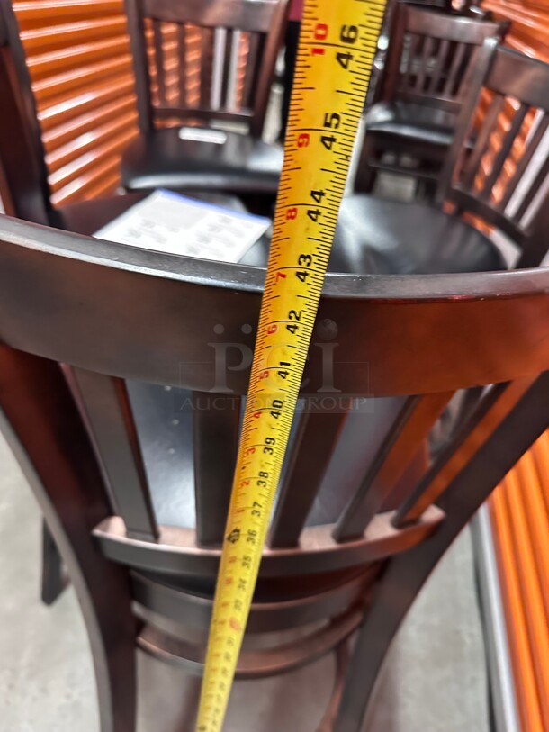 Clean! Classic Luxury Wooden Upholstered Black Leather Dining Chair Heavy Duty  - Image 6 of 6