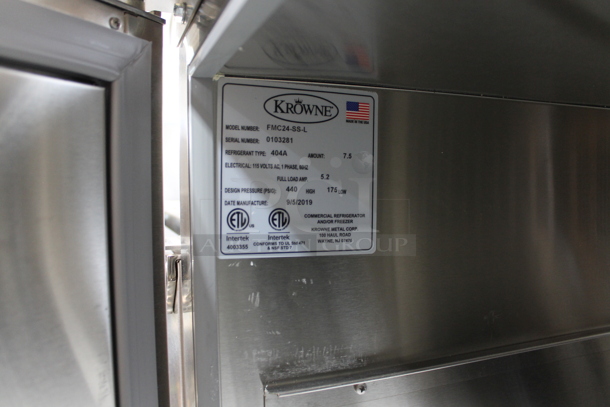 BRAND NEW! 2019 Krowne FMC24-SS-L Stainless Steel Commercial Single Door Undercounter Cooler. 115 Volts, 1 Phase. Tested and Working! - Image 6 of 6