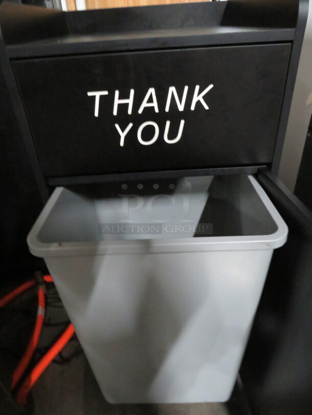 One Black Laminate 1 Door Trash Receptacle With Trash Can. 22X22X46.5 - Image 2 of 2