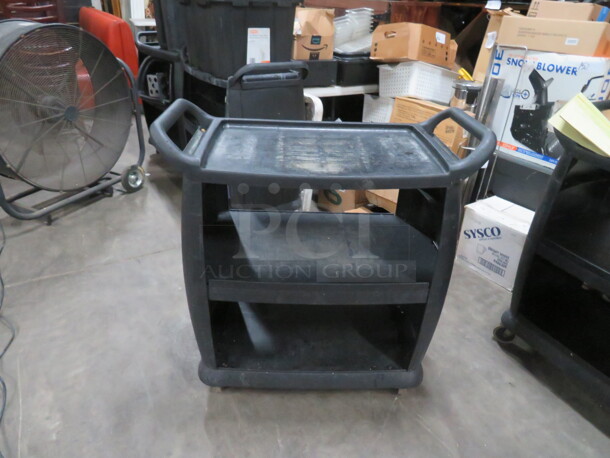 One Carlisle 3 Shelf Heavy Duty Poly Utility  Cart On Casters. 300lb Capacity. $292.99. - Image 1 of 2