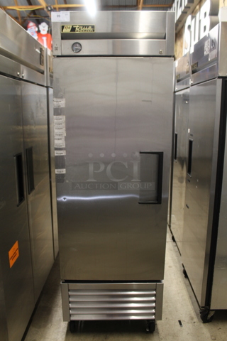2013 True T-23F ENERGY STAR Stainless Steel Commercial Single Door Reach In Freezer w/ Poly Coated Racks on Commercial Casters. 115 Volts, 1 Phase. Tested and Working!