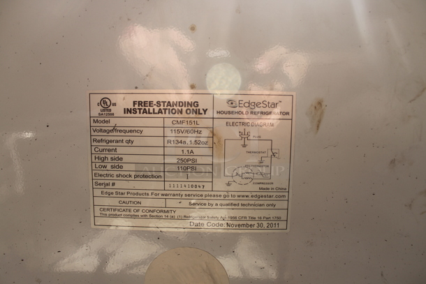 EdgeStar CMF151L Metal Mini Cooler. 115 Volts, 1 Phase. Tested and Working! - Image 4 of 5