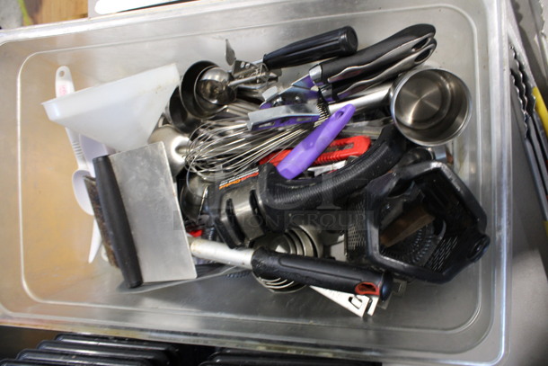 ALL ONE MONEY! Lot of Various Utensils Including Whisk and Dough Divider in Clear Poly Bin! - Image 2 of 4